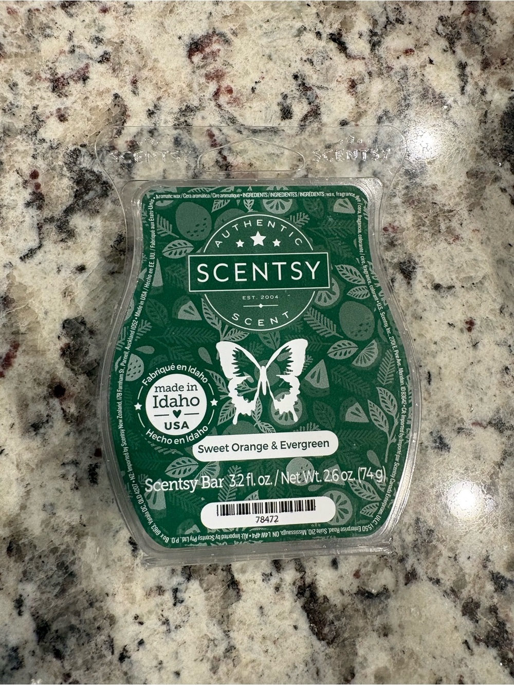 Scentsy Sweet Orange & Evergreen Wax Bar - Green